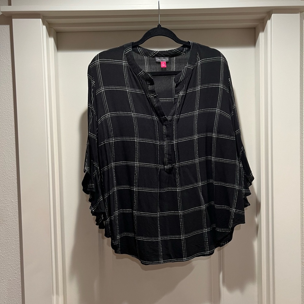 Vince Camuto Black Checkered Blouse